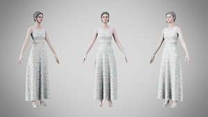 3D model Dress 31 Aqua Meadow Mosaic
