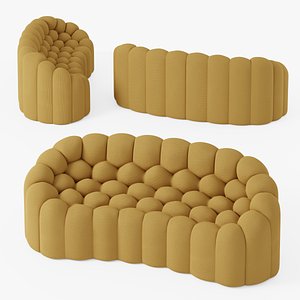 3D Bubble Sofa Light Brown Fabric model