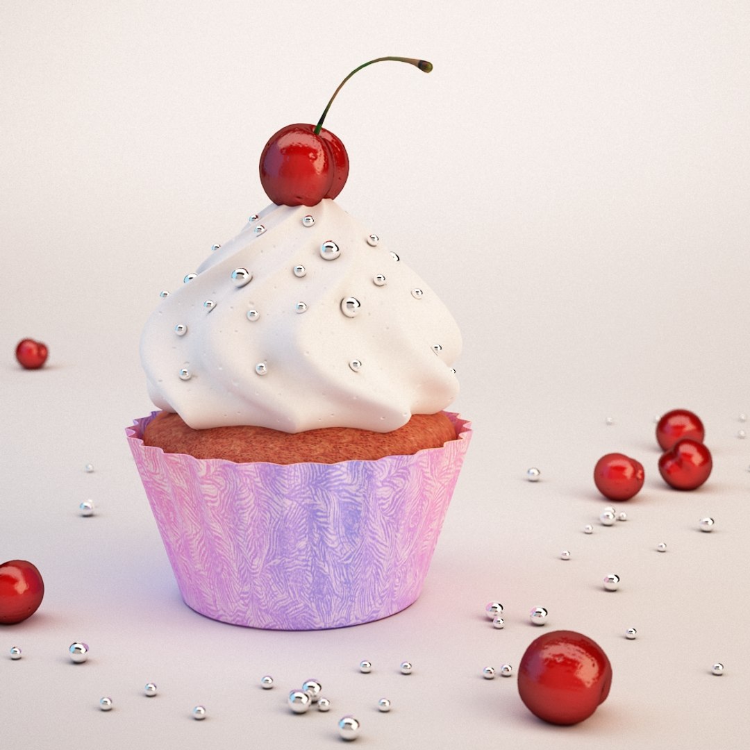 cup cherry cake 3d model