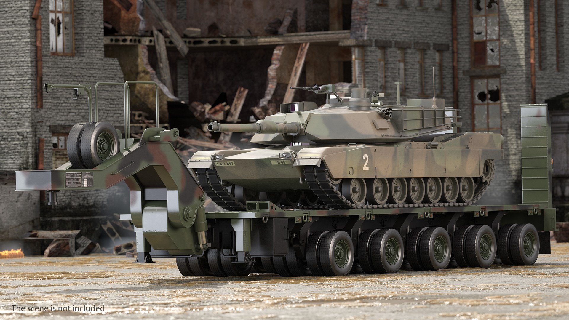 Tank Transporter M1000 Semi-Trailer with M1 Abrams 3D model preview