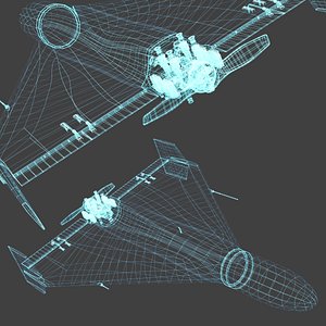 Shahed 136 UAV Wireframe Hologram Light Blue 3D model