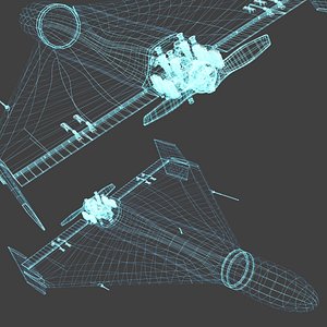 Shahed 136 UAV Wireframe Hologram Light Blue