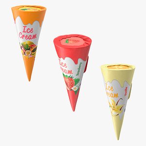 3D Cone Ice Cream Packages Mockup Collection