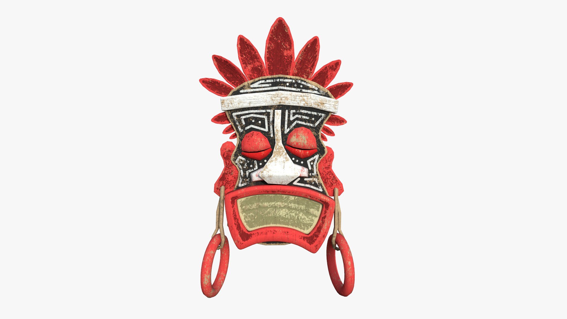 Tribal Mask J02 Black Red - Costume Character Design Model - TurboSquid ...