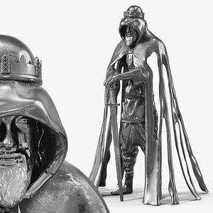 3D Vintage Silver King Arthur Figurine model