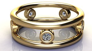 classic diamond band ring 3D
