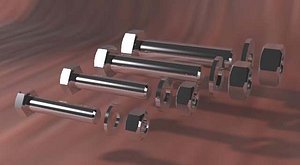 3d nut bolt set m5 model