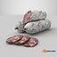 Dried sausage with walnuts whole and slices 3D model