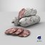 Dried sausage with walnuts whole and slices 3D model