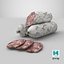 Dried sausage with walnuts whole and slices 3D model