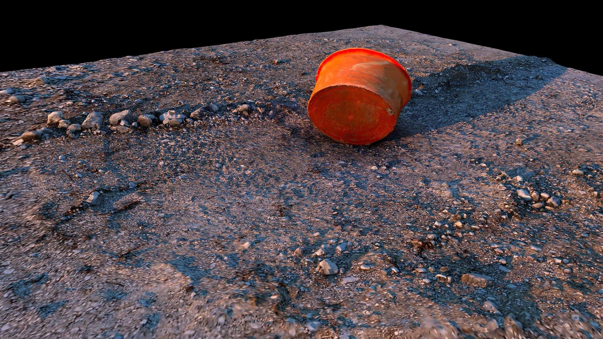 3D Gravel Ground Bucket 01 - 3D photogrammetry model scan of gravel area with orange damaged bucket https://p.turbosquid.com/ts-thumb/QF/0cnhg1/kU/gravelgroundbucket014/jpg/1672851297/1920x1080/fit_q87/845618119ca50d03096d8d51702b087f727e7250/gravelgroundbucket014.jpg