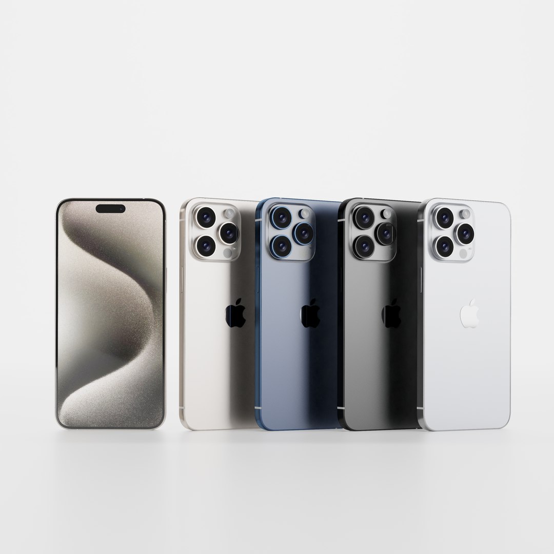 Apple IPhone 15 Promax 4 Color Bundle - Vray 3D Model