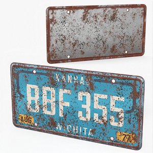 Rusty Vintage Kansas License Car Plate 1977 Blue