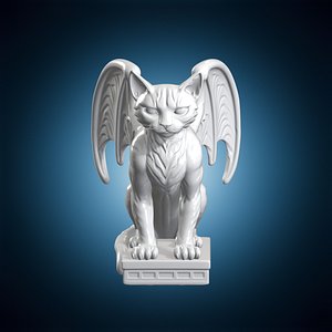 Ancient Gargoyle Guardian Cat Statue 3D Print Model