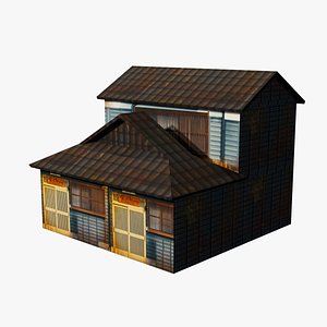 3D model Super Lowpoly Traditional Japanease Town House