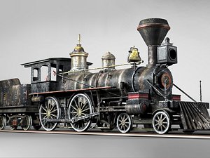 historical american steam locomotive 3d model