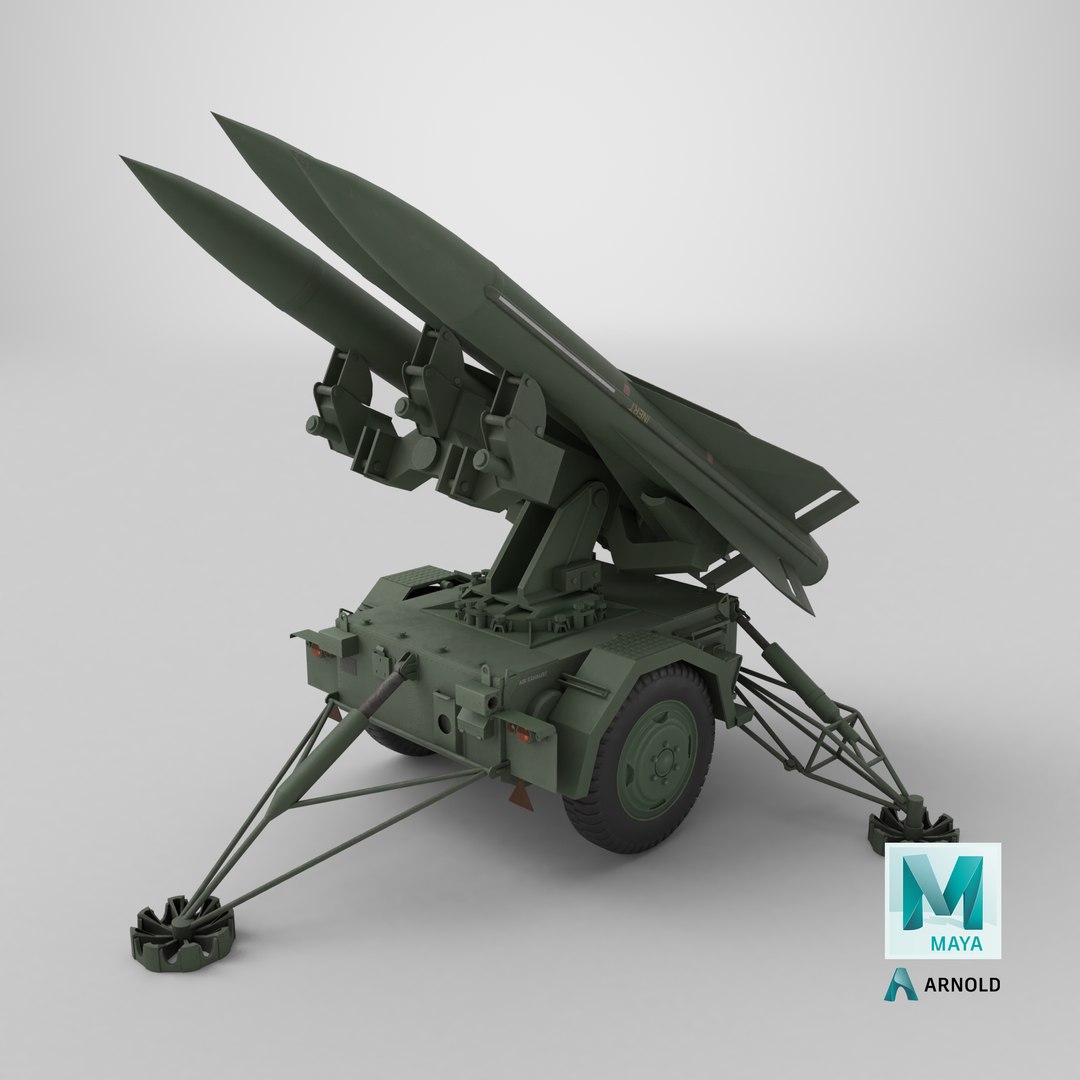 3D model MIM-23 HAWK Surface To Air Missile System PBR https://p.turbosquid.com/ts-thumb/QF/KRW3Tb/Qs/stemcell_maya_arnold_render/png/1765419442/1920x1080/fit_q87/a8b2a9b5133904c4446c403b4a127a3c04a74902/stemcell_maya_arnold_render.jpg