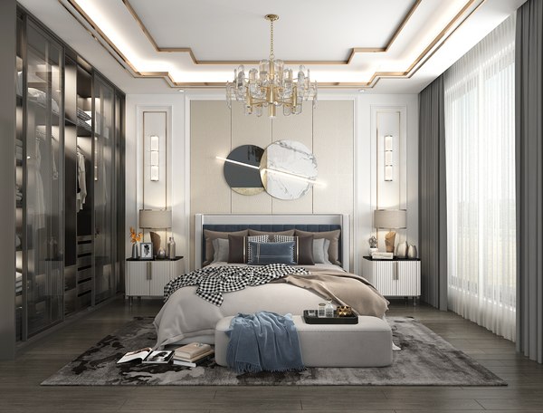 3D Luxury Bedroom Interior Scene 2