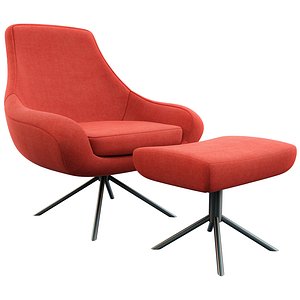 3D Noomi Swivel Lounge Chair and Noomi Footstool by Softline model