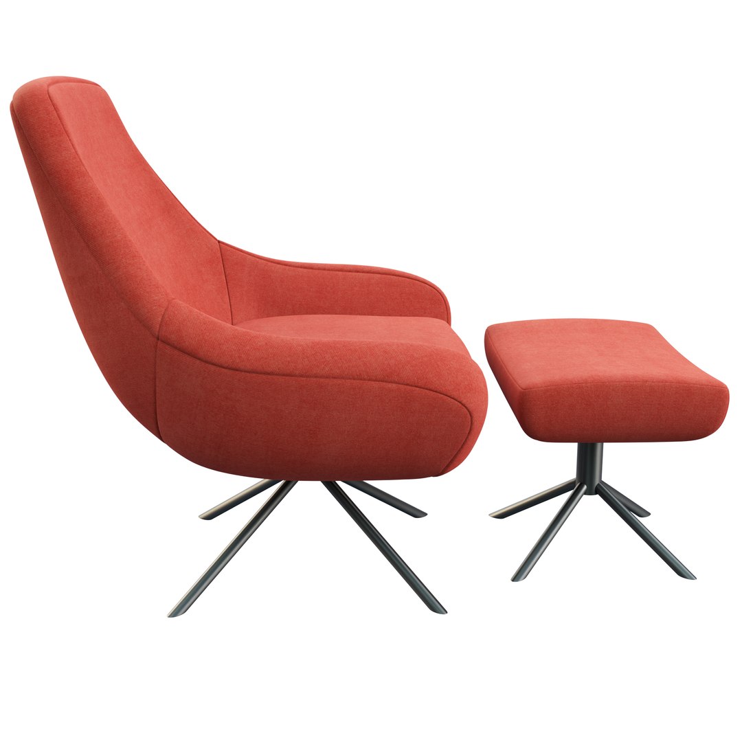 3D Noomi Swivel Lounge Chair and Noomi Footstool by Softline model
