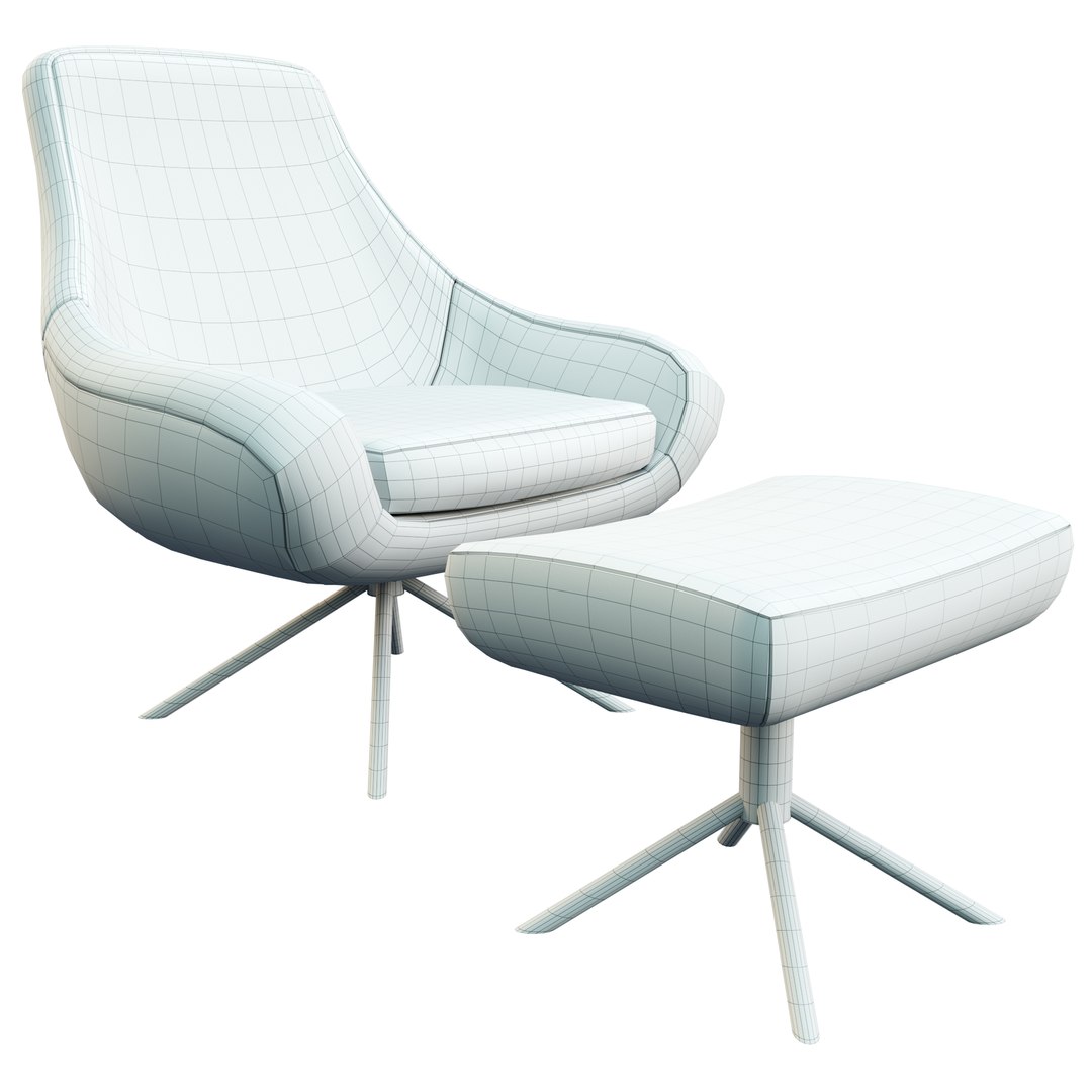 3D Noomi Swivel Lounge Chair and Noomi Footstool by Softline model