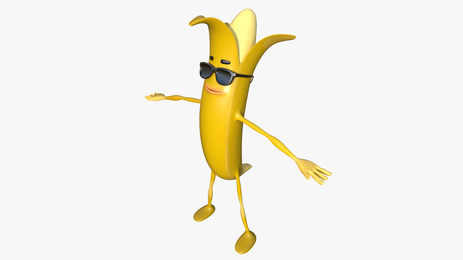 cartoon banana peel - upright 3D Model in Fruit 3DExport