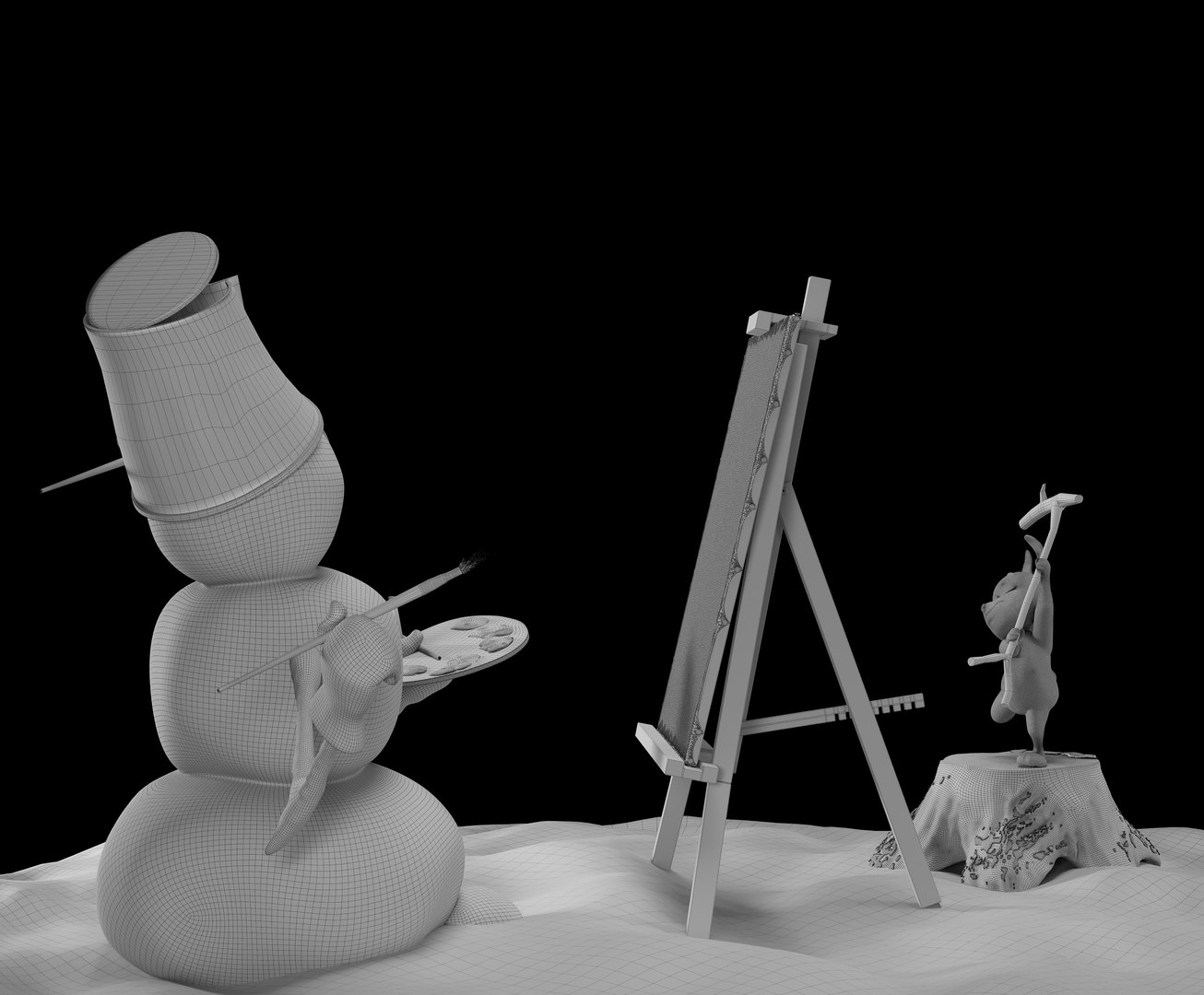 Rabbit And Snowman 3D Model - TurboSquid 1976780