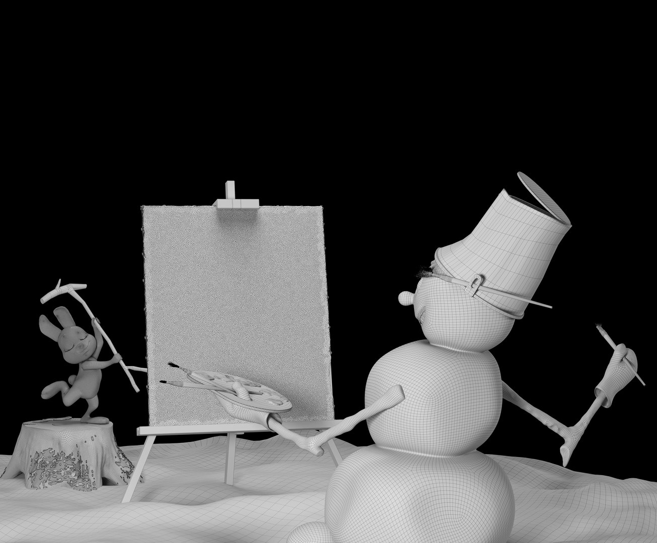 Rabbit And Snowman 3D Model - TurboSquid 1976780
