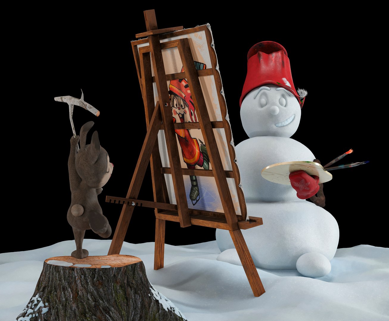 Rabbit And Snowman 3D Model - TurboSquid 1976780