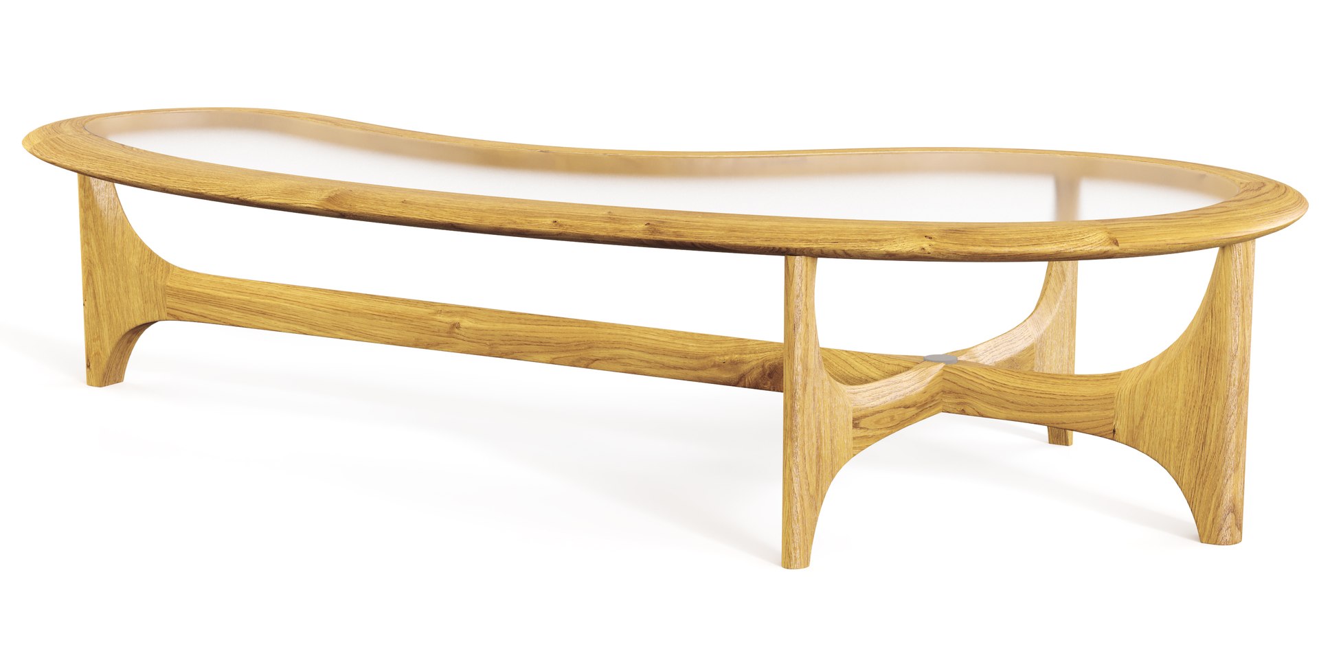 Classic Lane Glass And Walnut Kidney Shape Coffee Table 3D Model