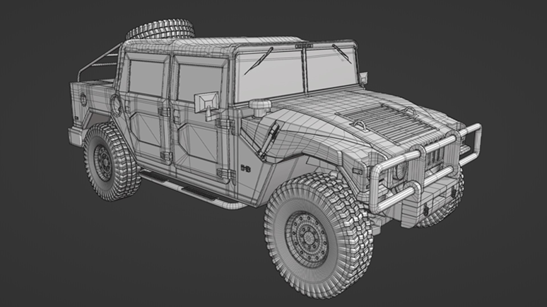 3D HUMMER H1 PICKUP SOFT ROOF FOR SUBDIV Model - TurboSquid 2033420