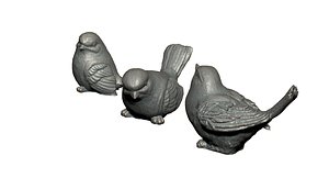 Three sparrows 3D model