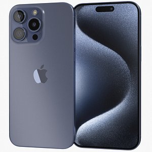 Apple iPhone 15 Pro Max Blue Titanium 3D model