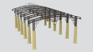 3D Metal Arched Pergola Structure 3D Model