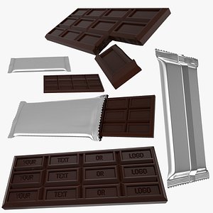 3D Chocolate Bar With Packaging