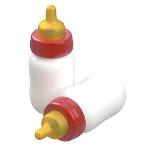 3D Baby Feeding Bottle Red