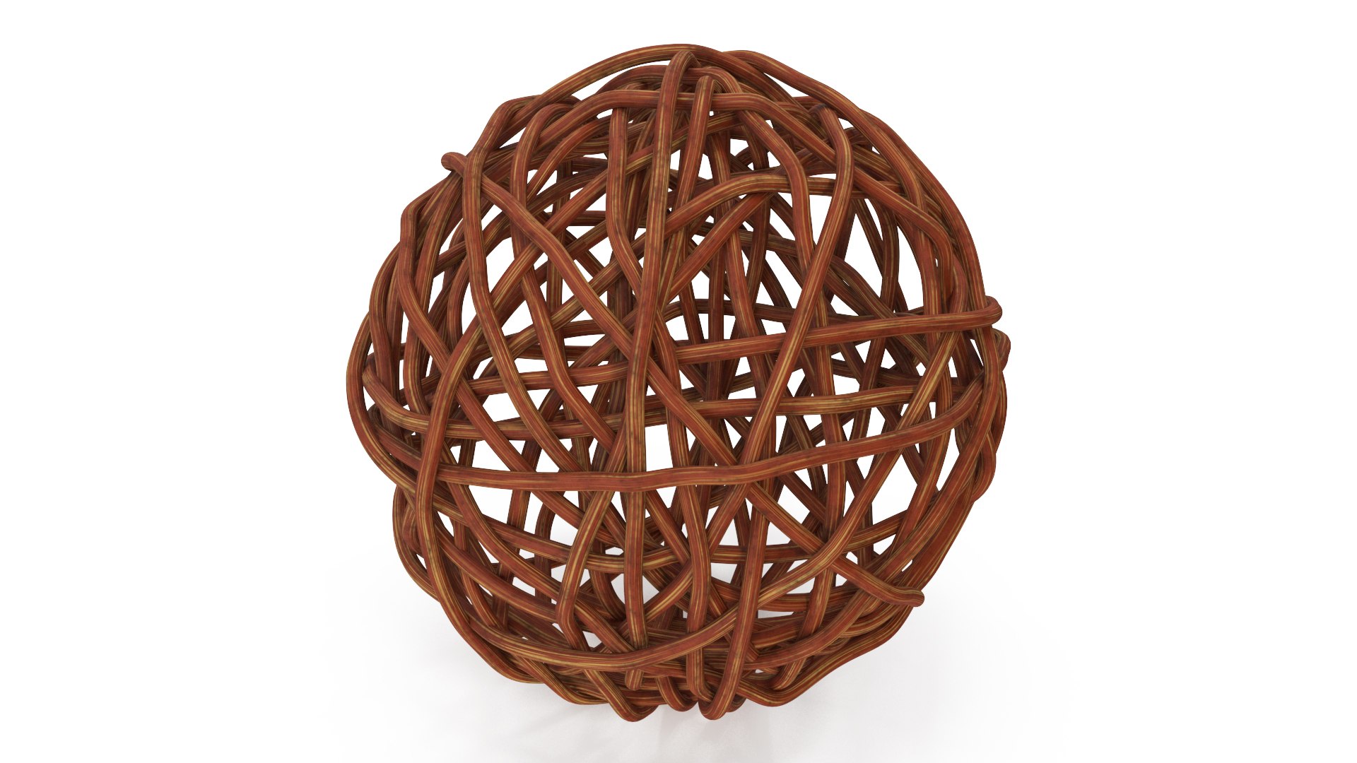 Wood Twig Rattan Wicker Ball Brown 3D model preview