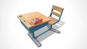 3D cartoon school desk model