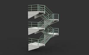 Fire Escape stairs 3D model 3D model