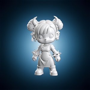 Chibi Chun Li Fighter 3D Print Model 3D