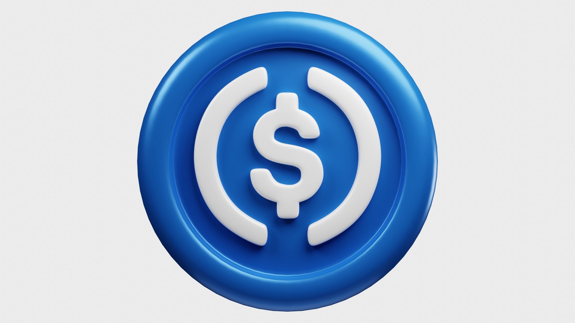 3D USD Coin Or USDC Blue Crypto Coin With Cartoon Style