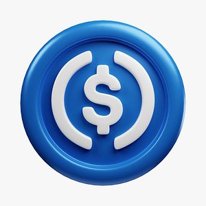 USD Coin or USDC Blue Crypto Coin with cartoon style