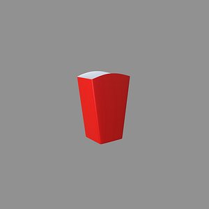 3D square box popcorn striped red model