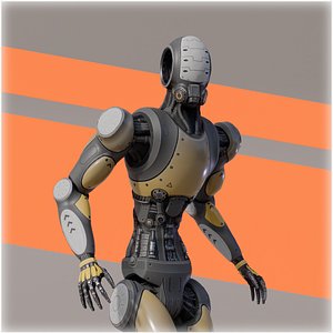 3D Rigged colored robot low-poly 3d model v3