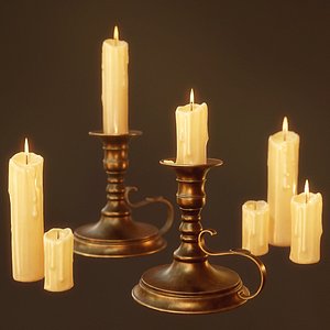 Candles Candlestick - PBR Game Ready 3D model