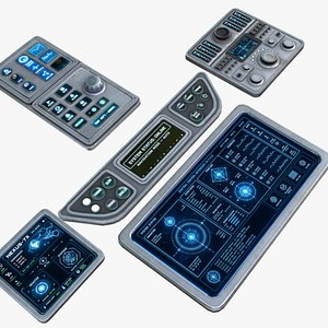 Futuristic Control Console Set 3D model
