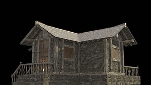 3D model low poly 3d old medieval village house