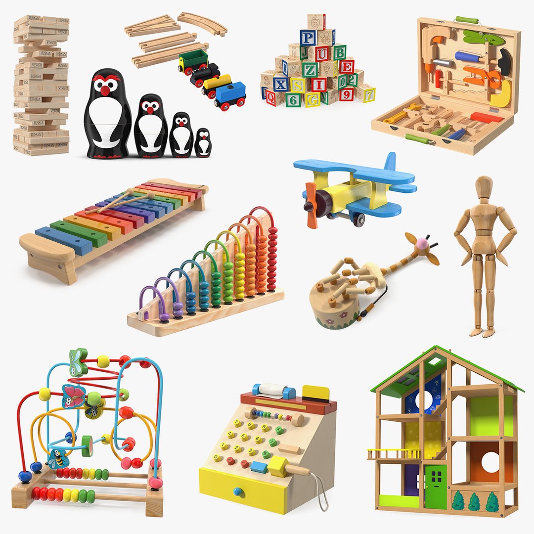 Wooden Toys Collection 7 3D model preview