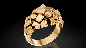 organic cube rock stone iconic unique  ring 3D model