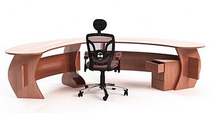 Curved Office Desk with Chair